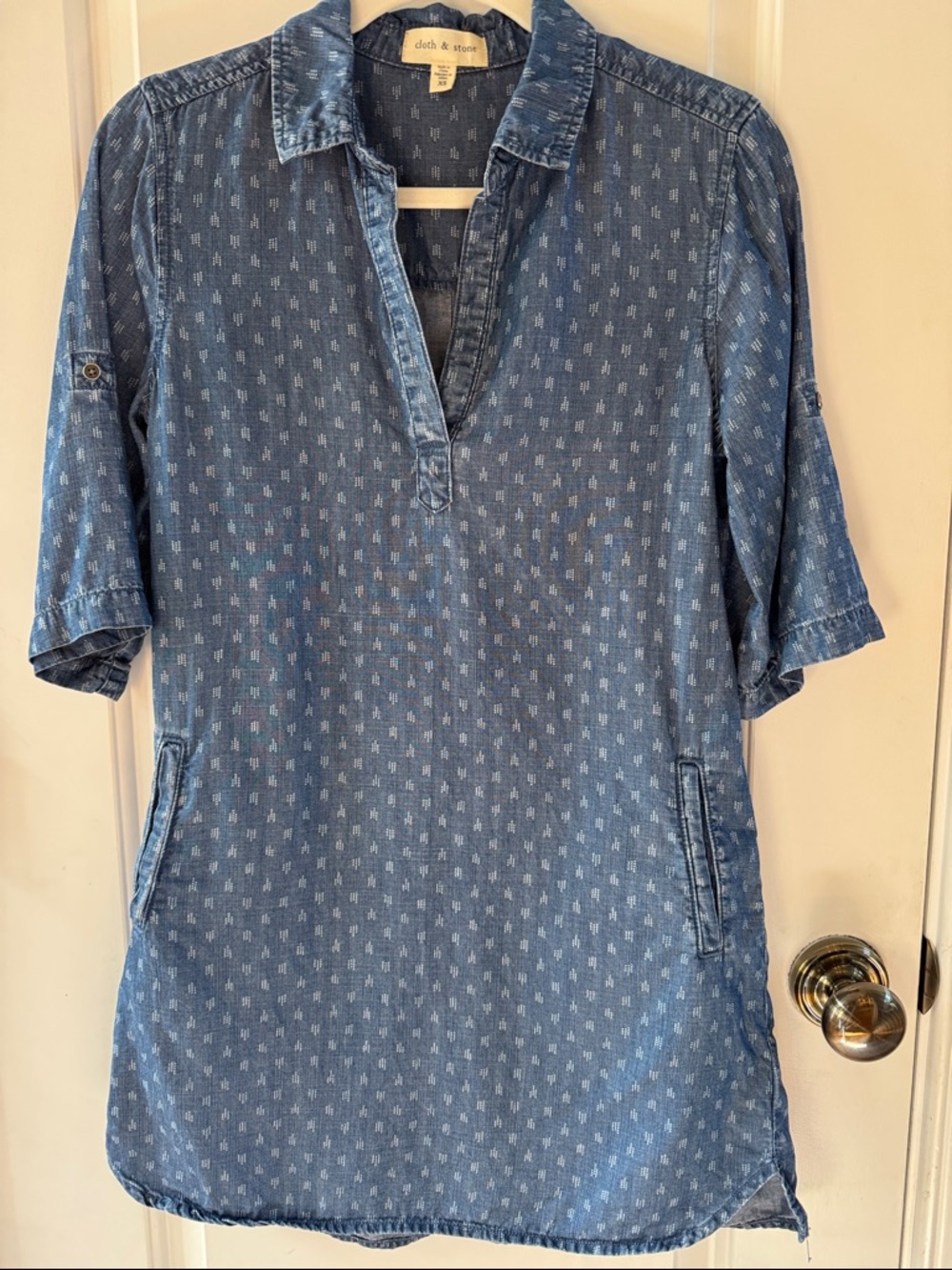 cloth & stone denim blue micro-dot tunic